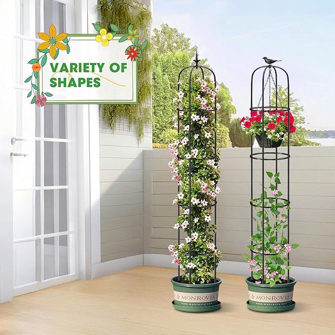 Tower Obelisk Garden Trellis for Climbing Plant,6.3FT/75.6" Rustproof Metal Potted Plant Climbing Support for Indoor Outdoor Flowers Vegetable Fruits Vines Support (1PCS)