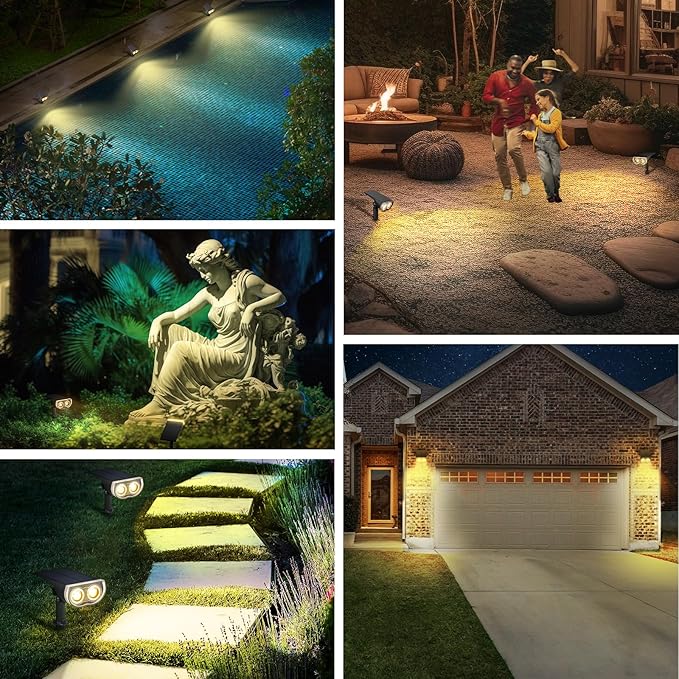 Linkind Solar Lights Outdoor StarRayS, Bright Solar Spot Lights Outdoor, IP67 Waterproof Spotlights for Landscape Garden Yard Walkway Patio Tree(Warm White, 10 Pack