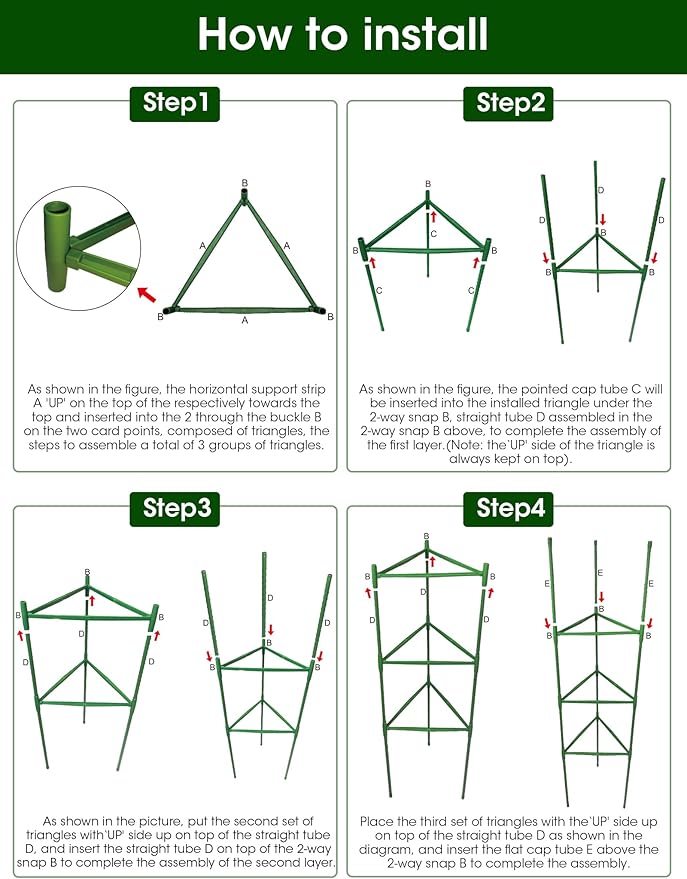 Tomato Cage, 3Pack 51.2inch Tall Tomato Trellis Triangle Tomato Cages for Garden Climbing Plants, Raised Garden Bed Plant Support Stakes for Garden,Pots, Plant Cages & Supports(Extra Bold)