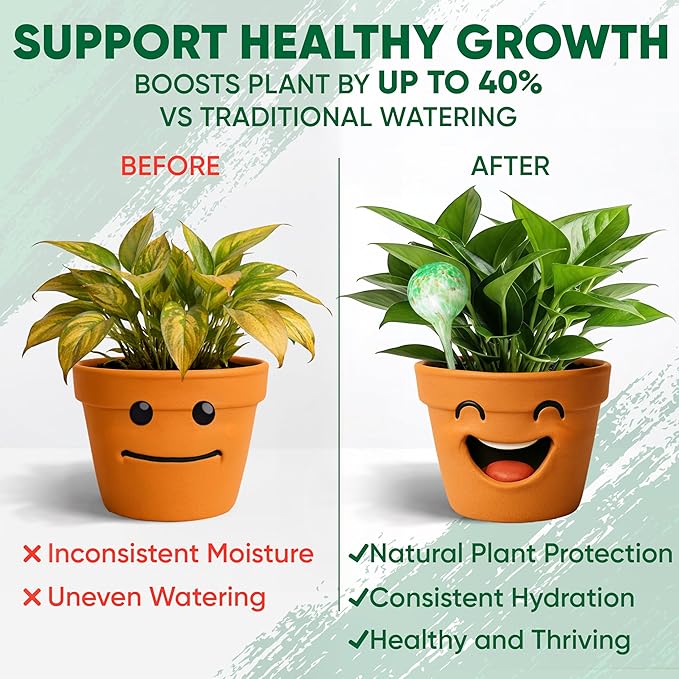 Plant Watering Globes Set of 2 - Small Self Watering Globes for Indoor & Outdoor Plants - Multicolored, Automatic, Glass Watering Bulbs for Daily Use, Plant Watering Devices