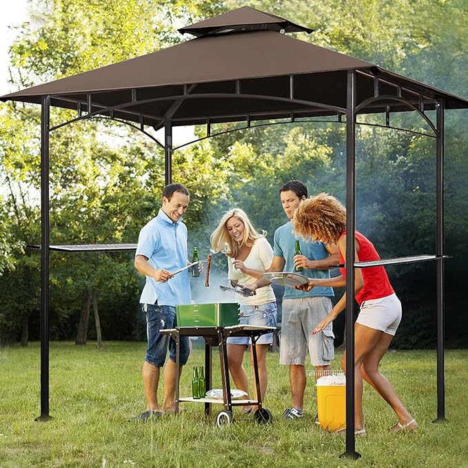 Eurmax USA High Performance Grill Gazebo Canopy Replacement Cover 5x8 BBQ Shelter Top(Coffee)