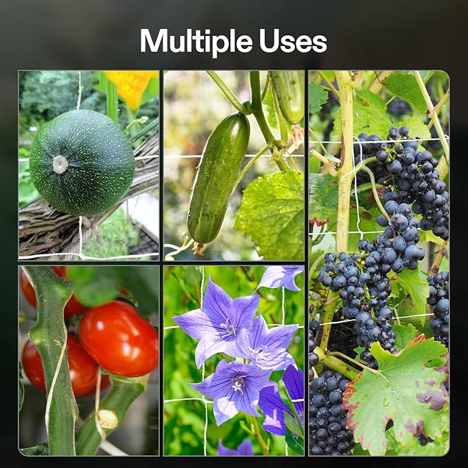 VIVOSUN 5 x 15 ft. Plant Trellis Netting, Heavy-Duty Polyester Grow Net, Garden Trellis Netting with Square Mesh for Climbing Plants, Vegetables, Fruits, and Flowers, 4-Pack