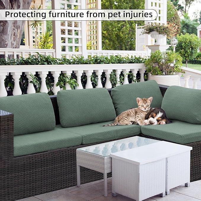 Cushion Covers for Outdoor Use, Stretch Polyester-Spandex, 4 to 14 Piece Sets