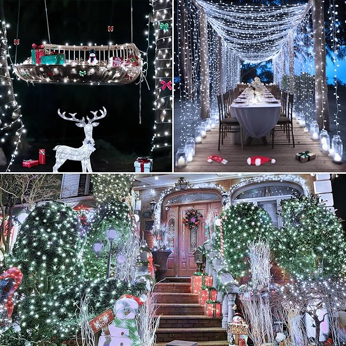 String Lights 196 ft 600 LED Cool White Outdoor Waterproof