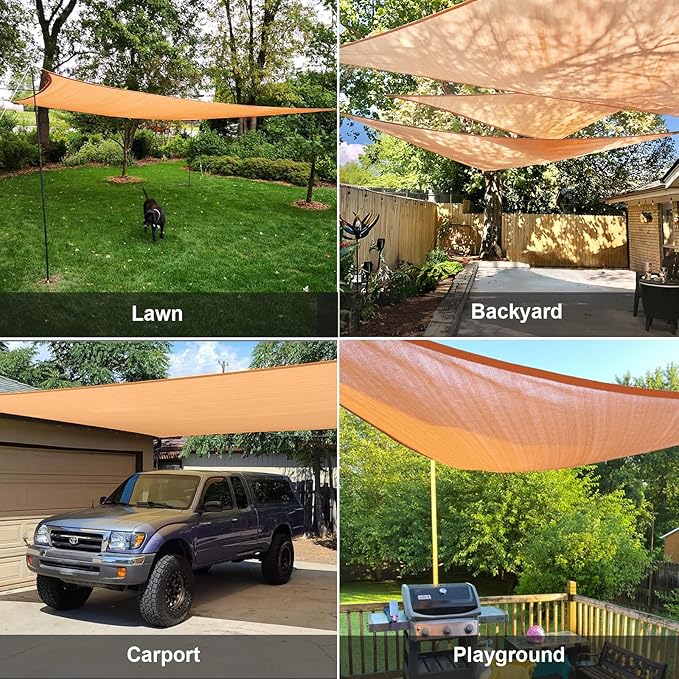 SUNLAX Sun Shade Sail 7' x 13' x 14.8' Peach Fuzz Rectangle Canopy Sail Shade Cover UV Block Permeable Sunshade Outdoor for Patio Backyard Deck Pergola (We Make Custom Size)