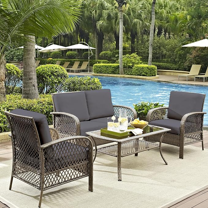 Cushion Covers, 14 Pack, Grey Stretch-Fit for Patio Furniture