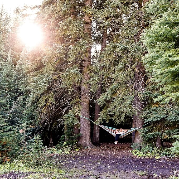 Grand Trunk TrunkTech Double Hammock | Ultra-Strong & Lightweight | 11 ft Hammock with Ripstop Nylon | 500 lb Capacity | Fast-Drying & Weather-Resistant | Green/Aqua