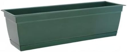 Bloem Dayton Window Box Planter: 24" - Turtle Green - 100% Recycled Durable Plastic Box, Elevated Feet, for Indoor and Outdoor Use, Gardening, 5 Gallon Capacity