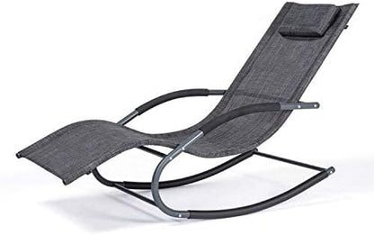 Outdoor Lounge Chair, Chaise Lounge for Patio & Lawn, Pool Lounge Chairs with Removable Pillow, Dark Grey