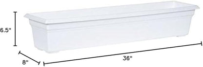 Root & Vessel 16362 Countryside Flower Box Planter, 36-Inch, White.