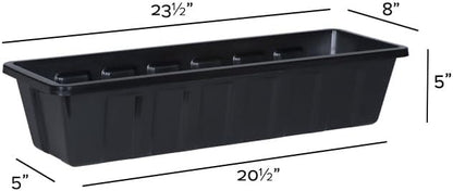Root & Vessel Poly-Pro Plastic Flower Box Planter, Black, 24-Inch