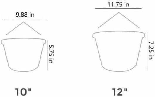 The HC Companies Euro Hanging Basket Planter Decorative 12-Inch Large Plastic Hanging Basket w/Swirl Design for Outdoor Plants, White