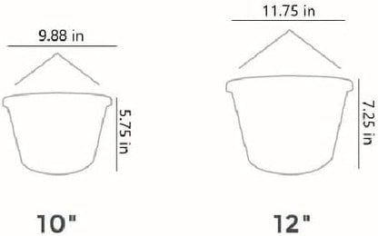 The HC Companies Euro Hanging Basket Planter Decorative 12-Inch Large Plastic Hanging Basket w/Swirl Design for Outdoor Plants, White