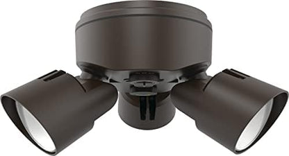 Lithonia Lighting HomeGuard 3-Light LED Outdoor Flood Lights, Outdoor LED Lights, Dusk to Dawn Sensor, Adjustable Lumens, Selectable Color, Round Heads, Dark Bronze (HGX LED 3RH ALO SWW2 120 PE DDB)