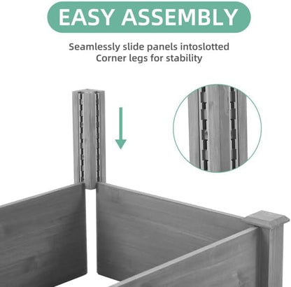 Over Ground 96x28x10 inch Raised Garden Bed, Large Wood Planter Box for Outdoor Herbs Vegetables Flowers, Tool-Free Quick Assembly Patio Yard Gardening Container, Durable Natural Cedar Frame