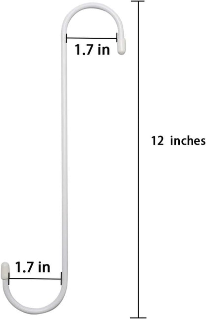 6 Pack 12 inch Extra Large S Hooks White Heavy Duty Plant Hanging Hooks Long S Shaped Extension Hooks for Kitchenware,Utensils,Pergola,Closet,Flower Basket,Garden,Patio,Indoor Outdoor Uses