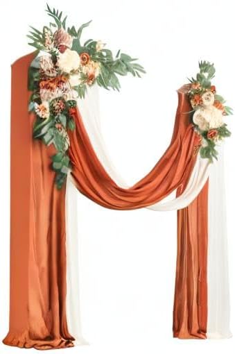 Artificial Flowers Wedding Arch Swag Kit, Terracotta Orange, 4-Piece