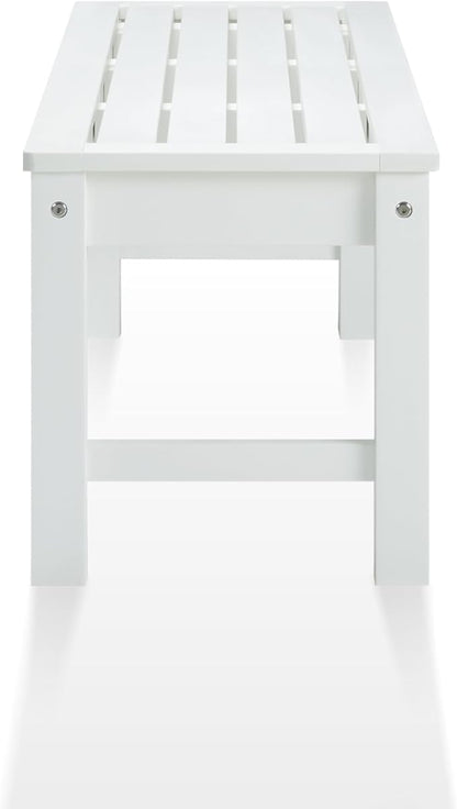 Psilvam Outdoor Bench, Two Person Poly Lumber Porch Bench, Weatherproof Garden Bench That Never Rot and Fade, All-Weather Patio Bench Suit for Garden, Porch, and Park (White)