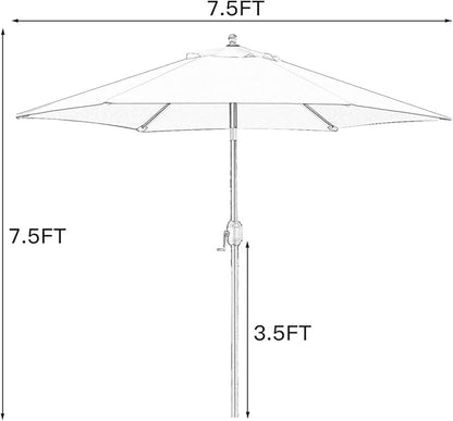 Sunnyglade 7.5' Patio Umbrella Outdoor Table Market Umbrella with Push Button Tilt/Crank, 6 Ribs (Purple)