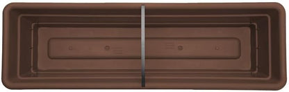 Bloem Dura Cotta Window Box Planter: 24" - Chocolate - with Tray, Weatherproof Resin Box, Removable Tray for Indoor & Outdoor Use, Gardening, 3 Gallon Capacity