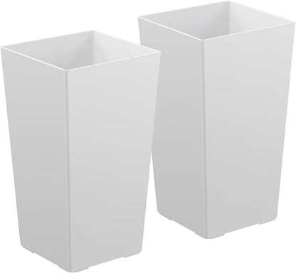VEVOR Set of 2 Tall Planters for Outdoor Plants 22 inch, White Tall Planter for Indoor Plants, Modern Planters for Front Porch Patio Balcony, Plant Container Flower Pots with Built-in Drainage