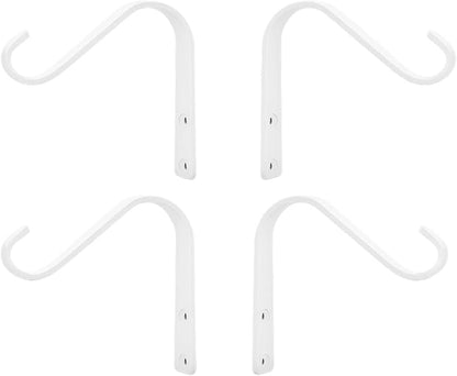 5 Inch Cast Iron Plant Hook – White Wall Mounted Hanging Bracket for Large Baskets, Lanterns or Wind Chimes – Sturdy Metal Hook with Screws for Indoor Outdoor Use