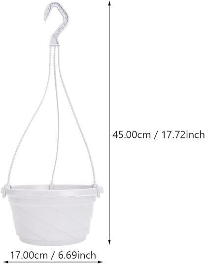 DOITOOL 10 Pack Hanging Plastic Pots for Plants with Hook, Garden Flower Plant Pot Container Baskets Hanging Nursery Planter Holder for Indoor Outdoor Garden Decor (White,6.7 Inch)