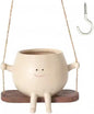 Swing Face Planter Pot - Hanging Smiley Planter for Indoor and Outdoor Plants, Succulents, String of Pearls - Cute Creative Swing Gifts for Holidays and Parties
