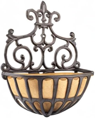 Hanging Planters 2 Pack, Rustic Brown Cast Iron Wall Baskets