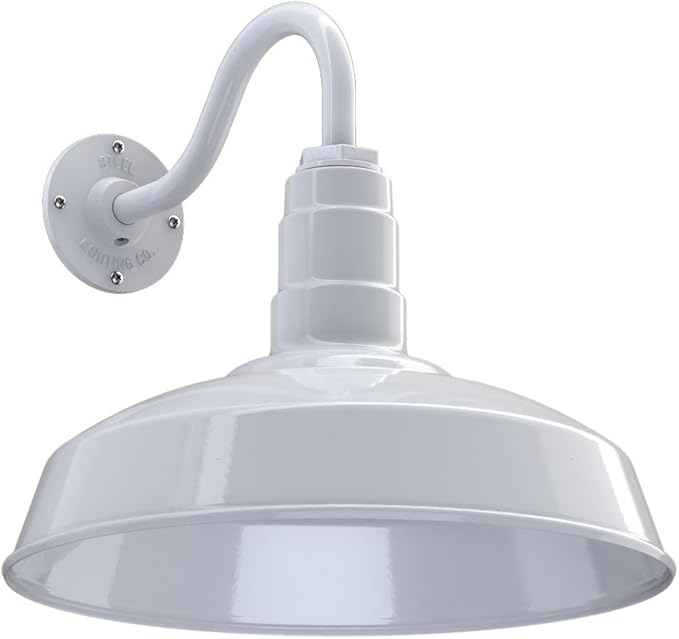 Wall Light, 16-Inch Dome Farmhouse Sconce in White Steel