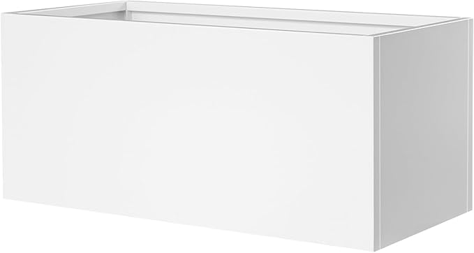 White Steel Planter Rectangular Outdoor Indoor Planter Box Galvanized Steel Metal 32" L x 16" W x 16" H Large Planters Flower Pot Modern Commercial Residential for Trees Patio Yard Garden