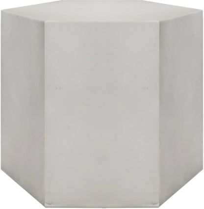 COSIEST Concrete Accent Table, Hexagon Patio Side Table 14.5''Wx12''H, Modular Design Indoor Outdoor End Table, Light Grey