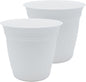 The HC Companies 16 Inch Eclipse Round Planter Pots with Drainage Holes & Attached Saucer, Lightweight UV-Resistant Plastic Indoor & Outdoor Planters, 2-Pack Flower Pots for Garden & Home Decor, White