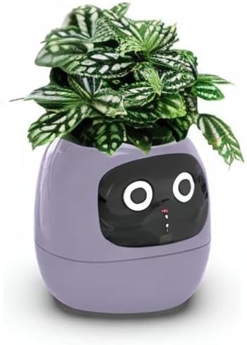 Planter Pot with WiFi App Watering, Purple Plastic, Modern Style
