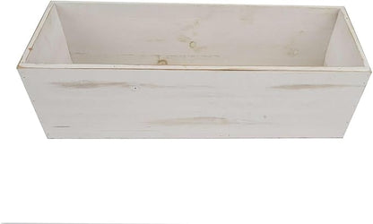 Efavormart 18"x6" Whitewash Wood Planter Box with Plastic Liner, DIY Rustic Rectangle Wooden Box for Succulents, Wedding Table Centerpieces and Farmhouse Party Decor