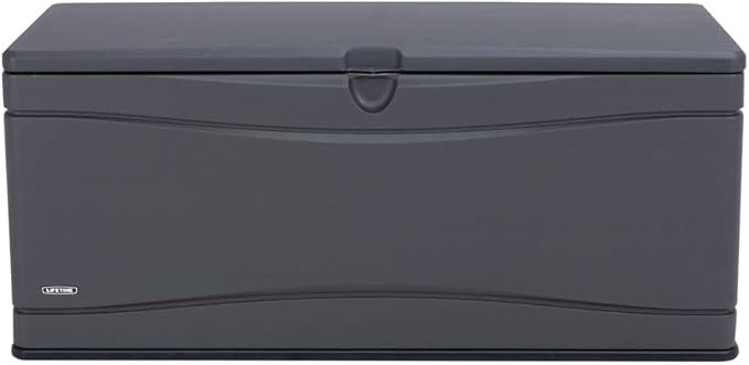 Storage Shed Outdoor Deck Box, 130 Gallon Gray Lockable Polyethylene