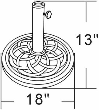 UBP18181-BR 18-Inch Cast Stone Umbrella Base, Made from Rust Free Composite Materials, Bronze Powder Coated Finish