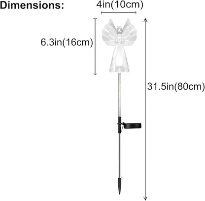 Solar Angel Lights Outdoor Decor - 2 Pack Decorative Color Changing Waterproof LED Angel Stake Lights for Cemetery Grave Garden Patio Yard Art Lawn Decoration, Grave Markers, Memorial Gifts