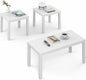 Furinno Classic Living Room Table Set of 3, Modern Rectangle Coffee Table with 2 Side Tables, End Tables, 1.65 Inch Thick Tabletop for Living Room, Home Office, White