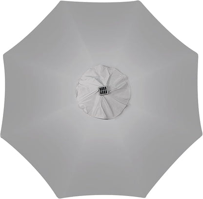 Blissun 9 ft Solar Umbrella, Patio Umbrella with 32 LED Lights, Table Market Umbrella, Outdoor Umbrella for Garden, Deck, Backyard (Light Grey)