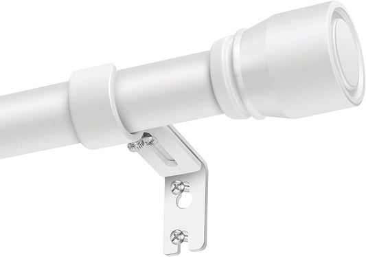1” Diameter Curtain Rods Itself is 30 to 60 inch 2 Pack Fit 30-54 inch Window with Heavy Duty Adjustable Rod Matte White Splicing Metal Extra Long Curtain Rod for Windows