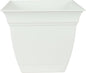 The HC Companies Eclipse Square Plastic Planter w/Attached Saucer - Outdoor & Indoor Plant Pot with Drainage Holes - Lightweight, UV-Resistant Plastic Pots for Plants (6" White, Pack of 1)