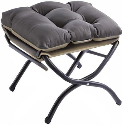 15" Foldable Foot Stool Ottoman with Metal Frame - Washable Dark Grey Upholstered Indoor/Outdoor Footrest for Living Room, Bedroom, Patio - Space-Saving Compact Design