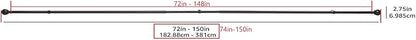 Amazon Basics Easy Installation Adjustable Curtain Rod for Windows with Round Finials, 1-Inch Rod, 72" to 144", Nickel, 2-Pack