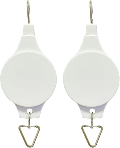 Pack Plant Hook Pulley, Retractable Plant Hanger Easy Reach Hanging Flower Basket for Garden Baskets Pots and Birds Feeder Hang High up and Pull Down to Water Or Feed (White 2Pack)