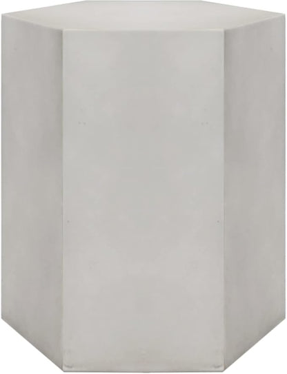 COSIEST Concrete Accent Table, Hexagon Patio Side Table 14.5''Wx16''H, Modular Design Indoor Outdoor End Table, Light Grey
