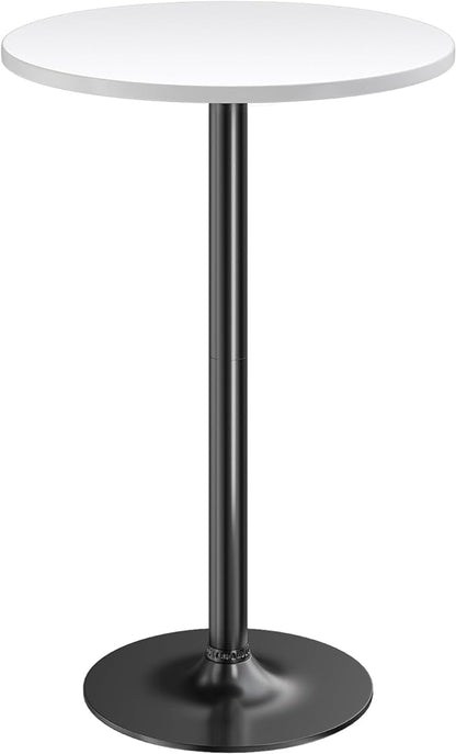 Furmax Bistro Pub Table Round Bar Height Cocktail Table for Home Bar, Small Round Bar Tables for Party, Dining Room, Living Room and Wedding, Metal Base MDF Top Obsidian, 40.6 Inch Height (1, White-1)