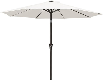 MEWAY 9ft Patio Umbrella Outdoor Table Umbrellas with Push Button Tilt and Crank, Market Umbrella 8 Sturdy Ribs for Deck, Garden, Pool and Backyard, Off-white