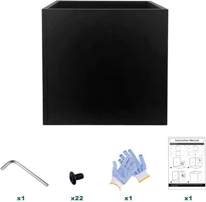 Galvanized Steel Planter Box Black Metal Planter Large Square 32Inch Indoor Outdoor Planters Cube Steel Heavy Duty Flower Pot Powder Coating Modern Commercial Residential for Patio, Yard, Garden