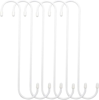6 Pack 12 inch Extra Large S Hooks White Heavy Duty Plant Hanging Hooks Long S Shaped Extension Hooks for Kitchenware,Utensils,Pergola,Closet,Flower Basket,Garden,Patio,Indoor Outdoor Uses